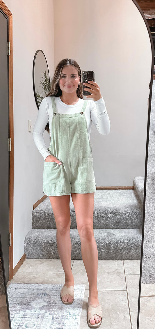 Girls girl sage overall romper