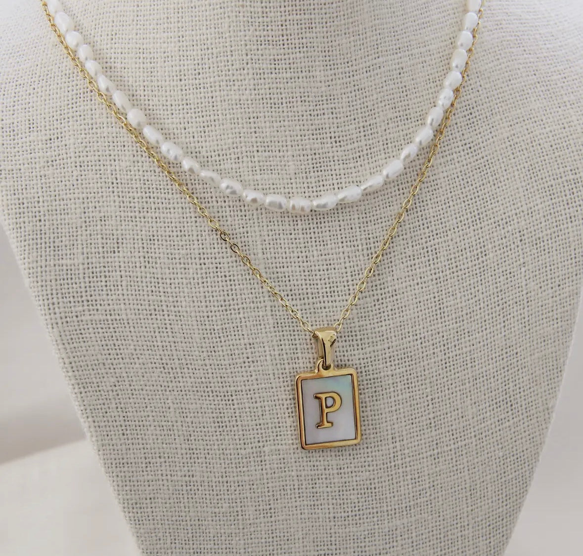 Ocean opal gold initial necklace