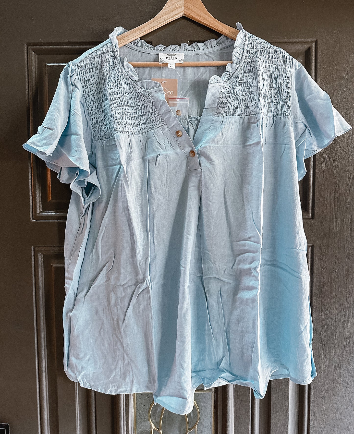 Denim blues short sleeve plus