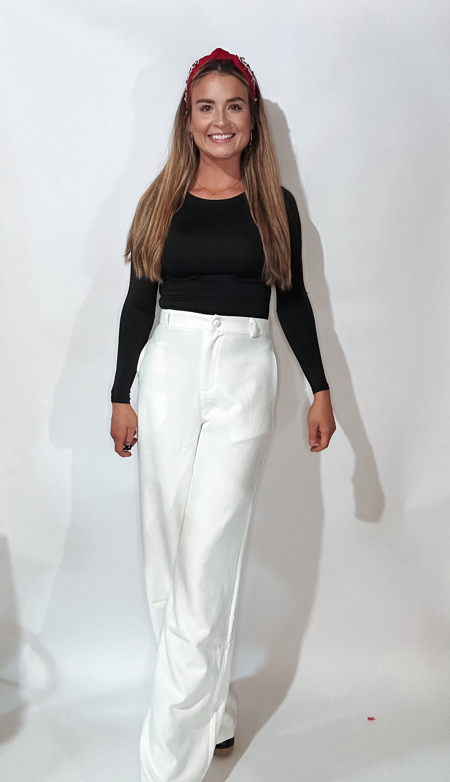 It Girl belted wide leg trouser in white