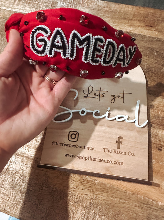 Handmade beaded GAMEDAY knit headband