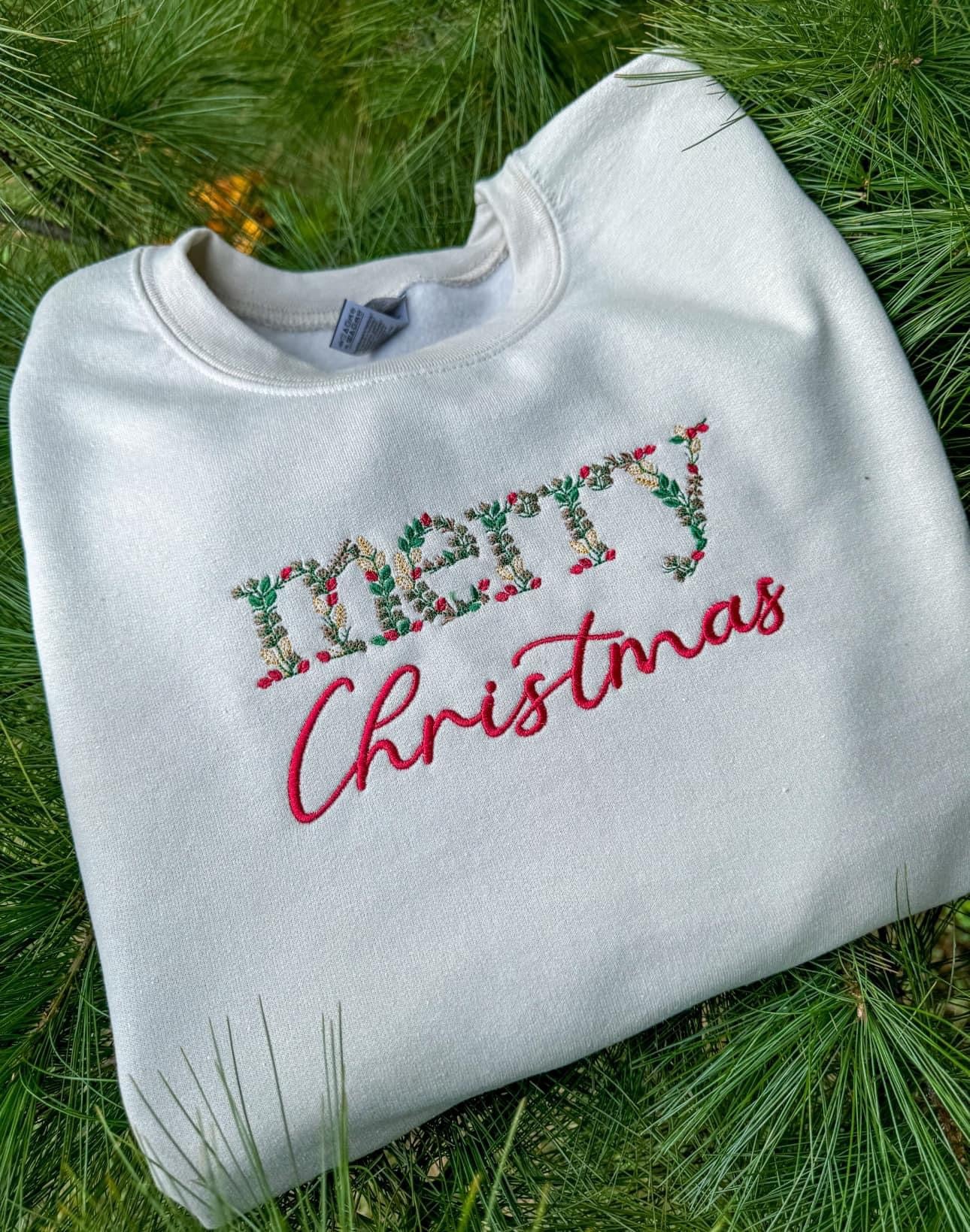 Merry Christmas embroidered crew PREORDER