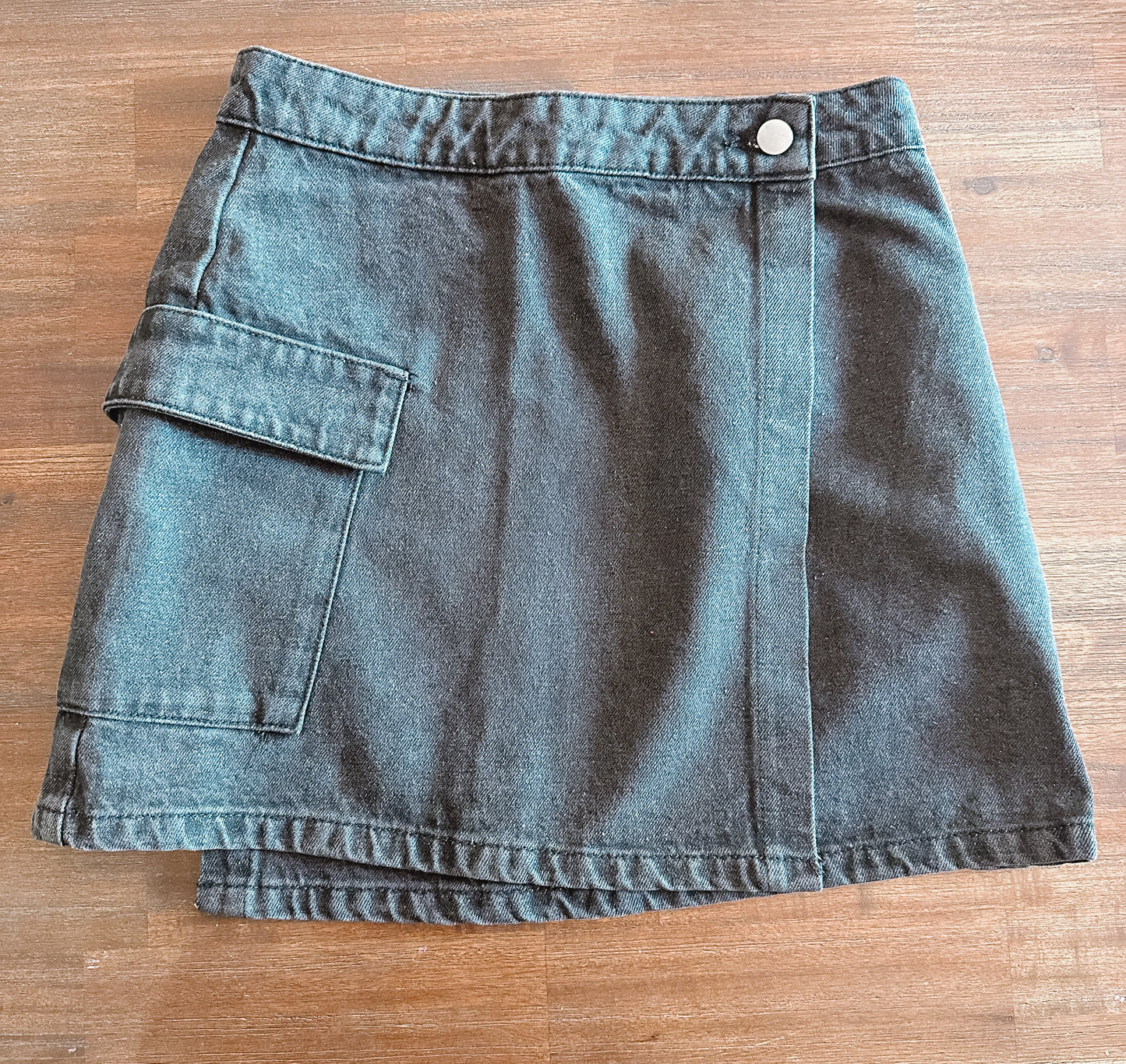 Denim mini cargo skirt