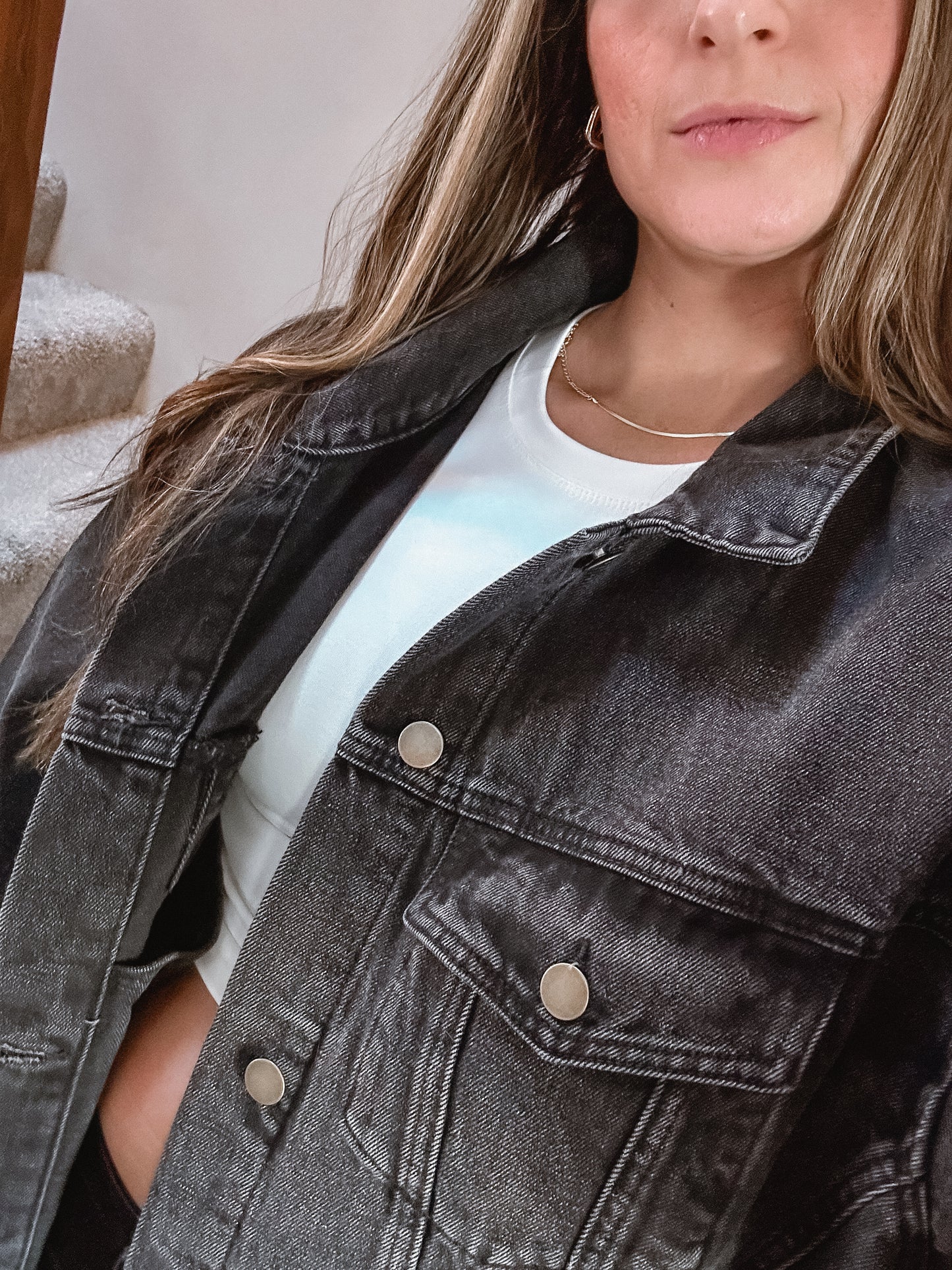 Stacy Vintage Charcoal Denim oversized jacket