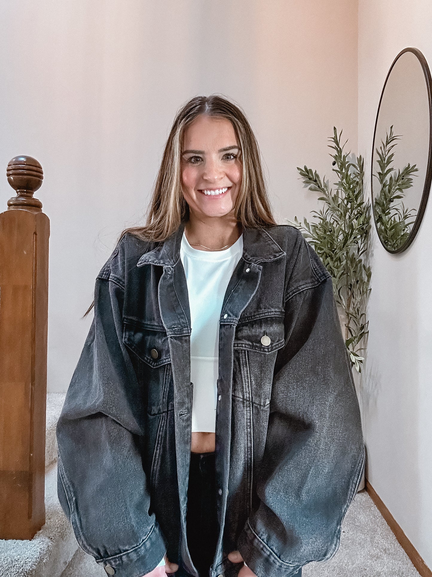 Stacy Vintage Charcoal Denim oversized jacket